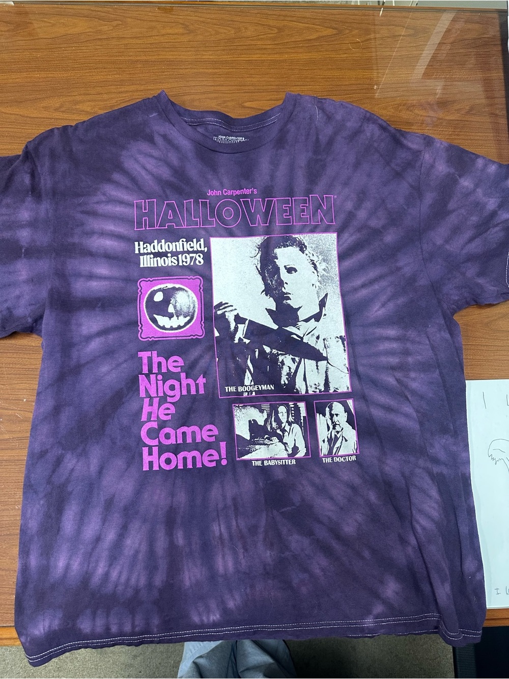 Halloween Graphic Tie-Dye Short Sleeve Tee - Purple
